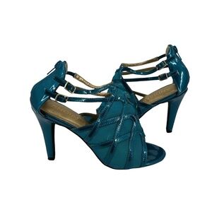 Andiamo Blue Benton Peep Toe Heeled Sandals Size 7 W Women’s